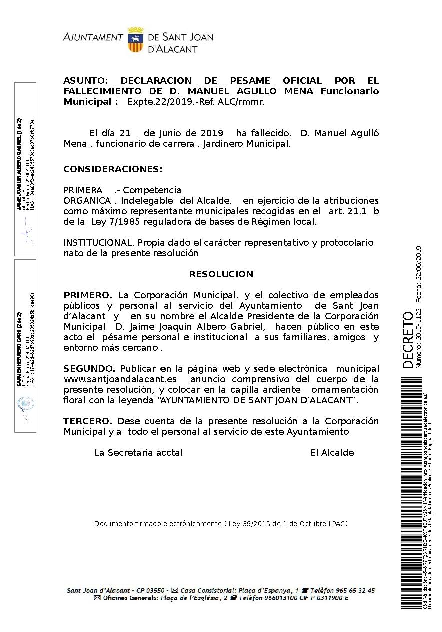 DECRETO PÉSAME